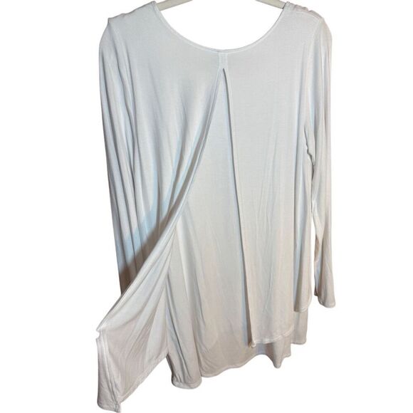 Soft Surroundings Perfect Layers Tiered White Top Long Sleeve Split Back Sz M - Picture 6 of 10